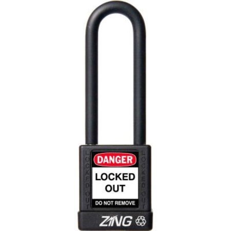 ZING ZING RecycLock Safety Padlock, Keyed Different, 3" Shackle, 1-3/4" Body, Black, 7052 7052